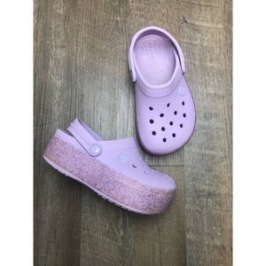 lilac platform crocs